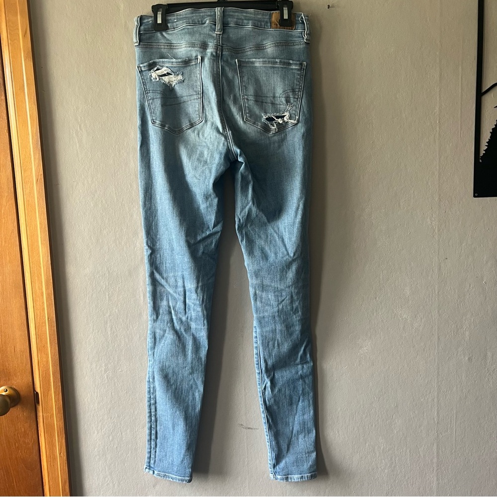 American Eagle Distressed Hi Rise Jeggings Size 8 X-Long - Picture 4 of 7